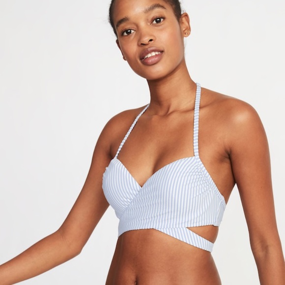 Old Navy Other - Pinstripe Blue Wrap Front Halter bathing suit